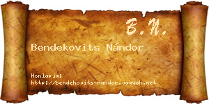 Bendekovits Nándor névjegykártya