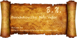 Bendekovits Nándor névjegykártya